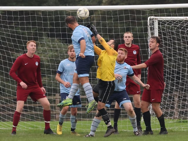 Portchester Rovers (blue) v Burrfields. Picture by Kevin Shipp