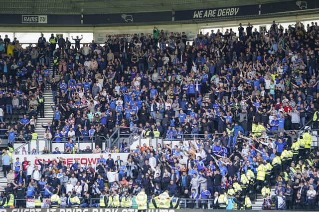 How Pompey's away following at Derby compares to EFL figures.