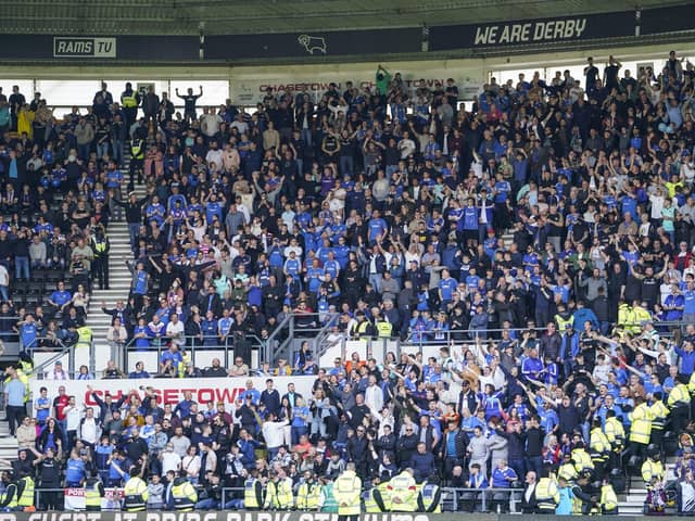 How Pompey's away following at Derby compares to EFL figures.