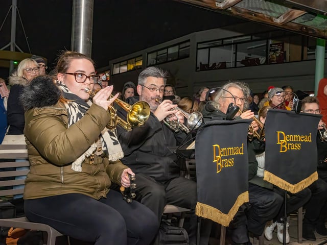 The Denmead Brass Band entertained the crowds at the Waterlooville Christmas light switch on. Photos by Alex Shute