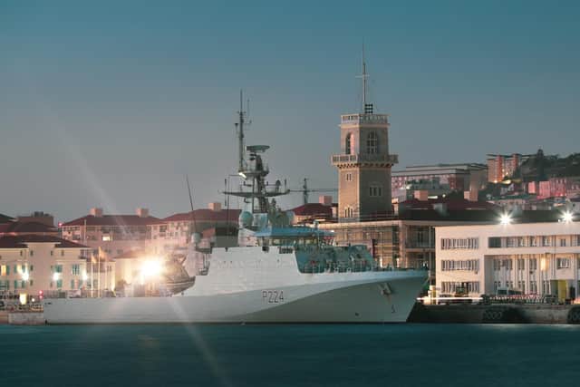 HMS Trent arrives into Gibraltar to refuel and replenish stores