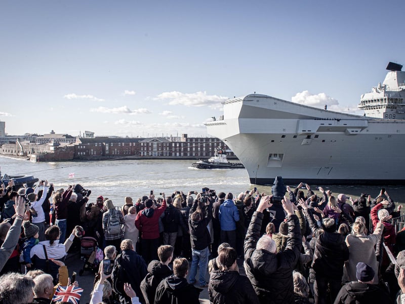 HMS Prince of Wales deployed from Portsmouth naval base on Monday 12th February 2024.