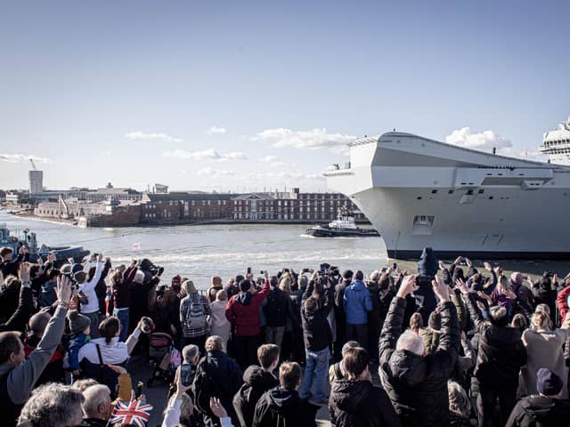HMS Prince of Wales deployed from Portsmouth naval base on Monday 12th February 2024.