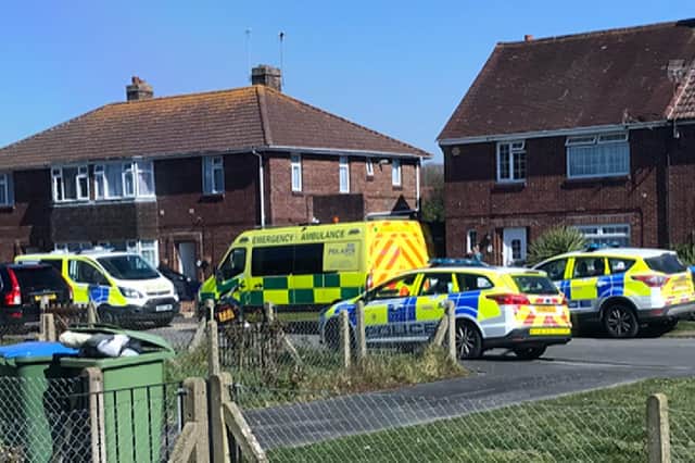 Police and ambulance in Hillson Drive, Fareham, on Wednesday