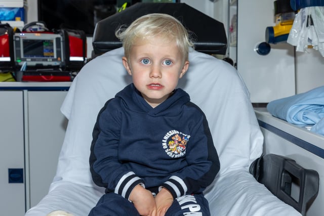 Walter Shute, 3, has a check-up in the display ambulance at Port Solent 999 Day.  Photos by Alex Shute