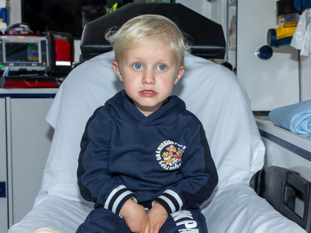 Walter Shute, 3, has a check-up in the display ambulance at Port Solent 999 Day.  Photos by Alex Shute
