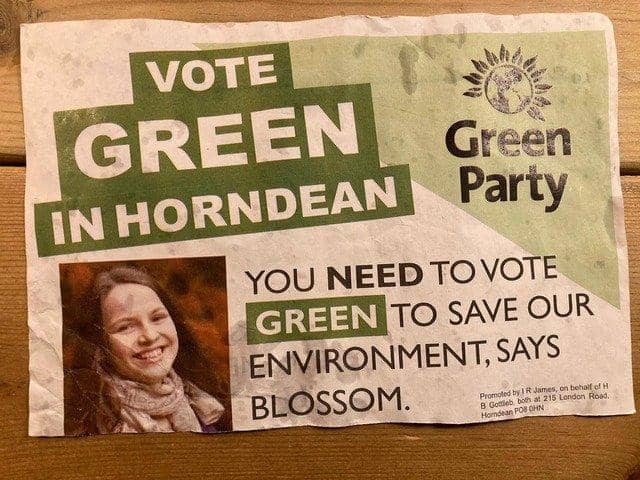 The faked and dumped Green Party election leaflet.