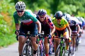 Picture by Alex Whitehead/SWpix.com - 14/06/2018 - Cycling - 2018 OVO Energy Women's Tour - Stage 2, Rushden to Daventry - Elisa Longo Borghini of Wiggle High5 leads the riders up Newnham Hill.