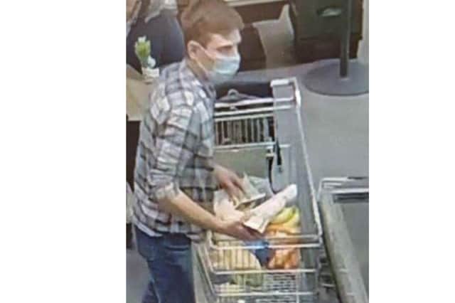 The police are appealing to speak to this man in connection of a champagne theft at M&S, Gopsort.