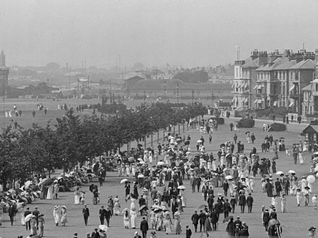 An Edwardian view of Sunday afternoon on Ladies Mile, Southsea Common