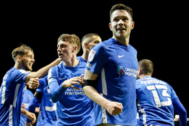 George Hirst starts up front for Pompey today instead of the injured John Marquis.