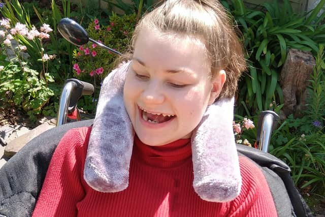 Eleanor Raleigh, 15, in her wheelchair at home in Fareham