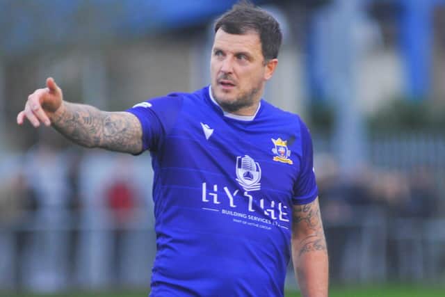 Baffins striker Craig McAllister scored on his debut against Moneyfields. Picture: Martyn White