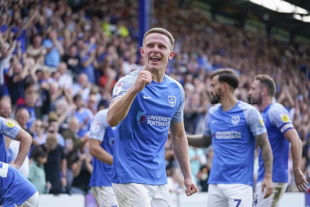 Colby Bishop has proven to be the ideal foil for in-form Dane Scarlett at Pompey. Picture: Jason Brown/ProSportsImages