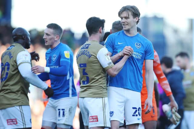 Pompey's players now have 16 days off before launching into a hectic finale of eight games in 26 days. Picture: Joe Pepler