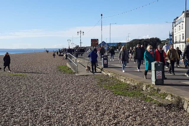 The busy promenade at Southsea beach.