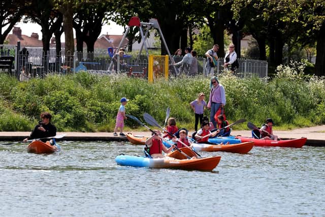 Children kayaking at Haslar Marina, Cockle Pond, Walpole Park. 
Picture: Sam Stephenson.