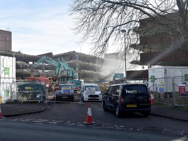 Updated pictures of Osborn Road Car Park demolition on Friday, February, 2, 2024. Picture: Sarah Standing (020224-6321)