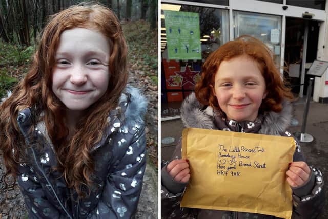 Lily Torah, 10 from Cowplain, had her hair cut short for the Little Princess Trust and raised more than £1,000. Pictured: Lily before and after her haircut