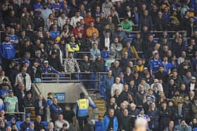 Pompey had 2,413 supporters cheering them on at Cardiff. They boast a better away following than the Welsh side in the Championship’s average away attendance table. Picture: Jason Brown/ProSportsImages