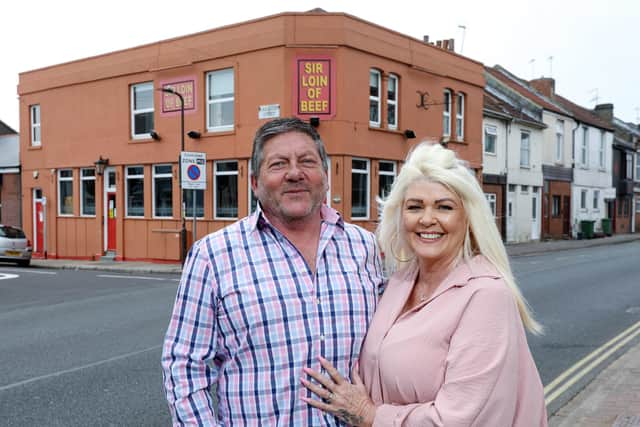 Garry and Sue Disdle are the new landlord and landlady at the Sir Loin of Beef, Highland Road, Portsmouth. Picture: Chris Moorhouse      (210421-09)