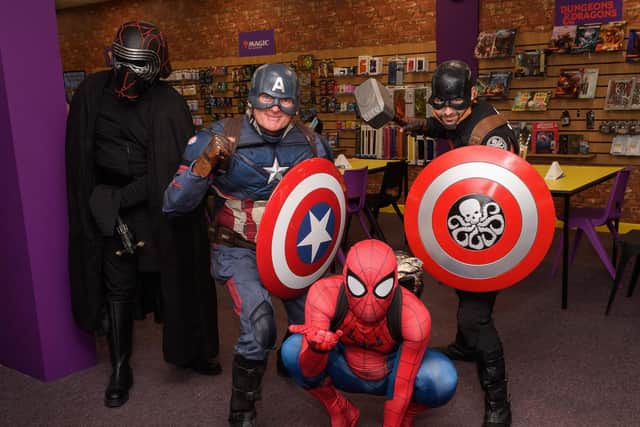 Pictured is: Kylo Ten, Captain American, Spider Man, Hydra Captain America.

Picture: Keith Woodland (310721-8)