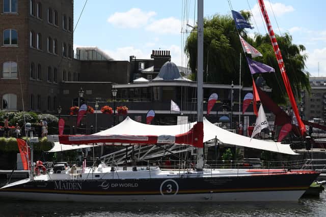 "Maiden", the yacht that under the leadership of Tracey Edwards, came second in theWhitbread Round the World Yacht Race in 1989/90, will compete in the Ocean Globe Race with a new all-female crew, using traditional, celestial navigation. Picture by Daniel Leal, AFP
