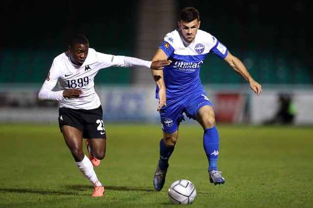 New Hawks signing Michael Green, right, in action for Eastleigh against Torquay United last season. Photo by Naomi Baker/Getty Images.