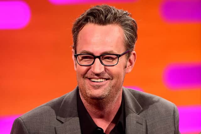 Actor Matthew Perry has died at the age of 54.
Pictured: Perry during filming of the Graham Norton Show at The London Studios, south London.
Picture: PA