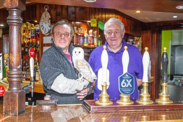 Pictured: Joint owners, Ian Winch and Ron Challiss with Ollie the owl pictured in October 2020.

Picture: Habibur Rahman