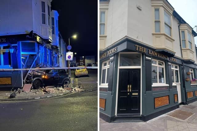 The pub before and after repairs