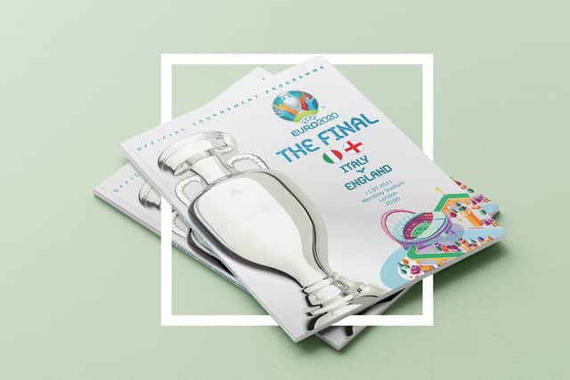 Euros England v Italy Cup Final Programme made by Bishops Printers