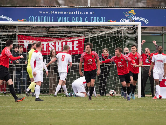 Fareham celebrate a goal. Picture: Keith Woodland