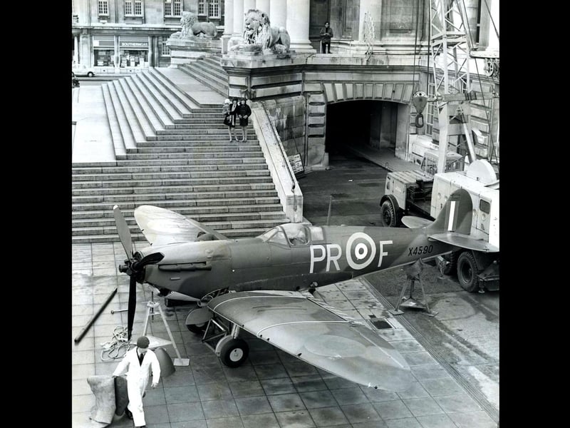 A Spitfire is on display outside Portsmouth Guildhall on January 12, 1970. The News PP4163