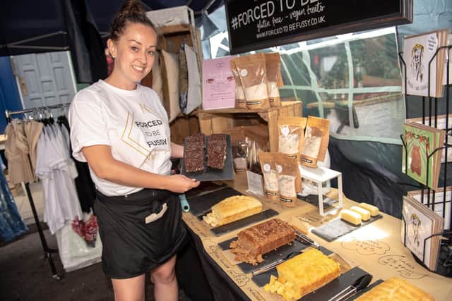 The Summer Fayre held at Castle Road in Southsea - Jenna Boyson with her Forced to be Fussy stall which provides sweet treats for those with food intolerance or vegans.  Picture: Vernon Nash (180410-009)