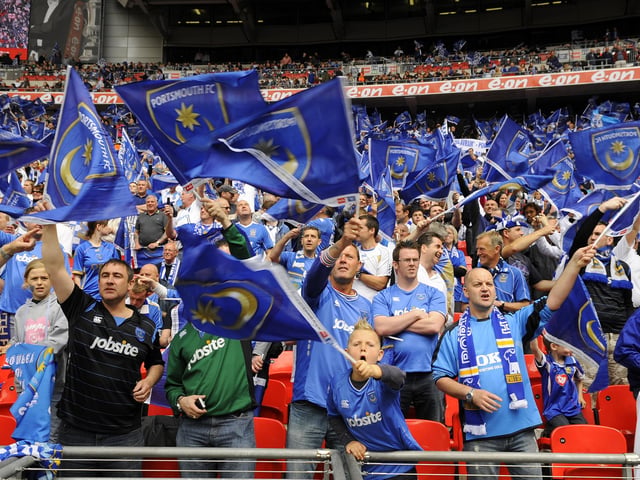 Pompey fans at Wembley for the 2010 FA Cup final against Chelsea.
