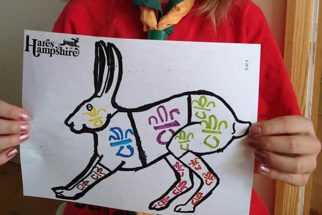 Maddie with her design. 
