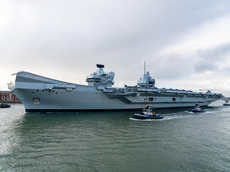 HMS Queen Elizabeth leave Portsmouth on 3rd of November. Photo by Matt Clark