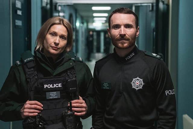 Grace Ellis, played by Sian Brooke, and Stevie Neill, played by Martin McCann are back on our screens in Season Three of Blue Lights later this month.
