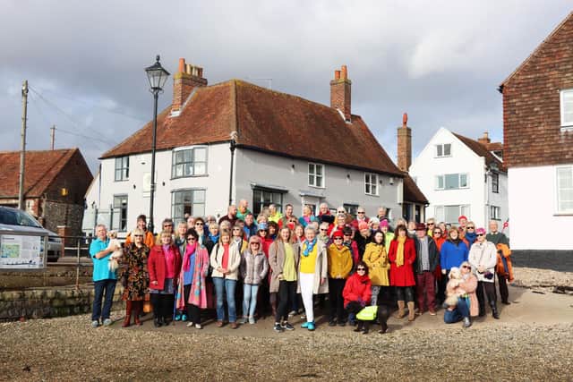 Artists gather on the beach in Emsworth to mark the launch of Emsworth Arts Trail 2020. Credit: Vince Lavender