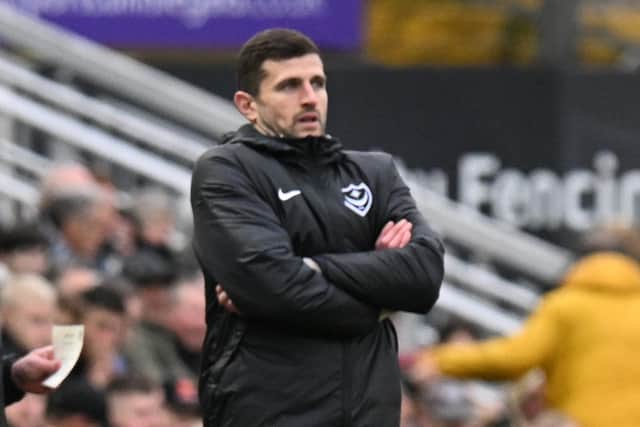 John Mousinho's Pompey threatened a late comeback for the second successive away match - only to end up with nothing. Picture: Graham Hunt/ProSportsImages