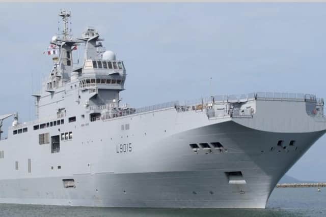 Amphibious assault ship FS Dixmude arrived at Portsmouth Naval Base on Saturday morning.