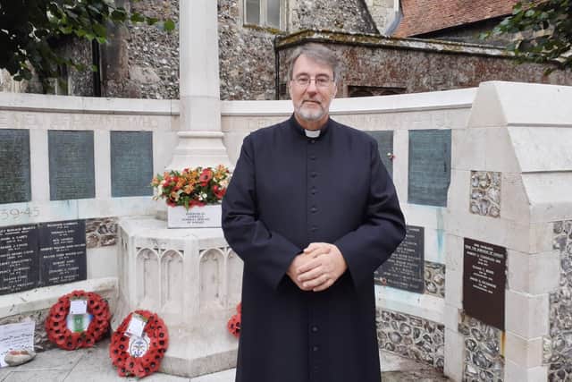 The Rev Tom Kennar led the VJ Day service at St Faith's church