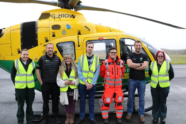 Reece Peacham from Southsea and his mum Kim visited the Hampshire and Isle of Wight Air Ambulance Critical Care Team, at their airbase in Thruxton. (Pictures taken in January)