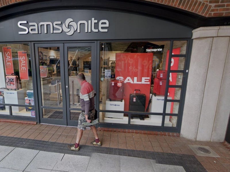 The Gunwharf website states: "Samsonite, the leading name in luggage and travel accessories, offers a comprehensive range of products including suitcases, business bags, backpacks, and more."