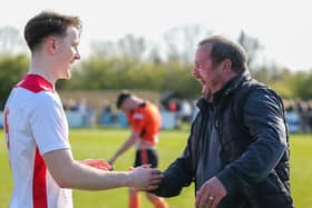 Horndean boss Michael Birmingham can't hide his delight after his side's win. Picture by Nathan Lipsham