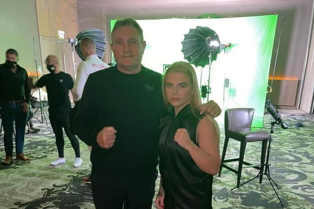 Ebonie Jones, right, with Guildford City Boxing Club trainer John Edwards