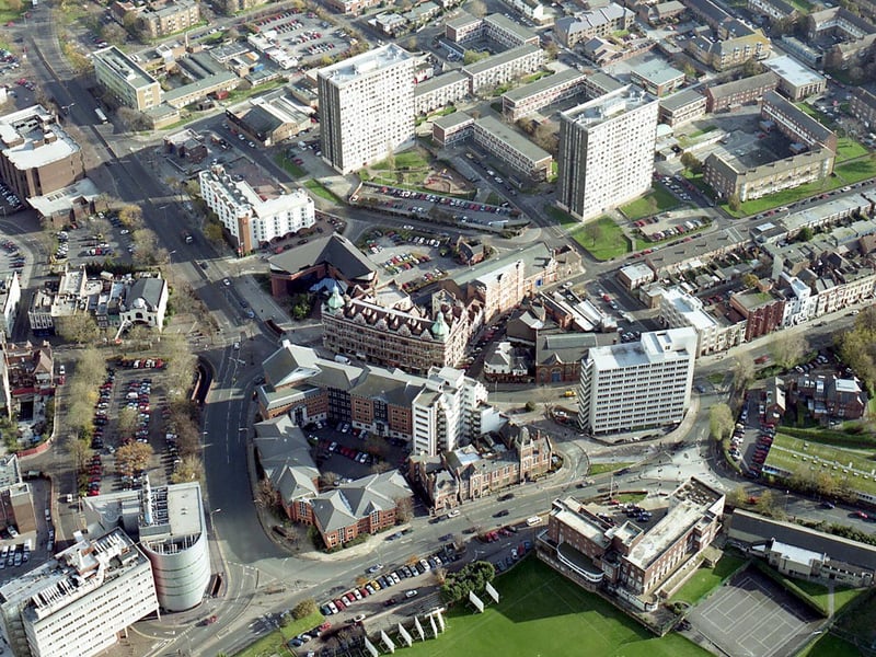 An aerial view of St Michaels Road, Portsmouth in 1998.