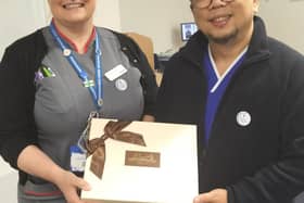 Queen Alexandra Portsmouth Hospital receiving their chocolates.