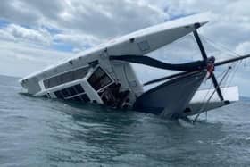Portsmouth RNLI crews were deployed to several incidents, including supports a capsized gunboat, off the coast of the Isle of Wight. Picture: Portsmouth Lifeboat Station.